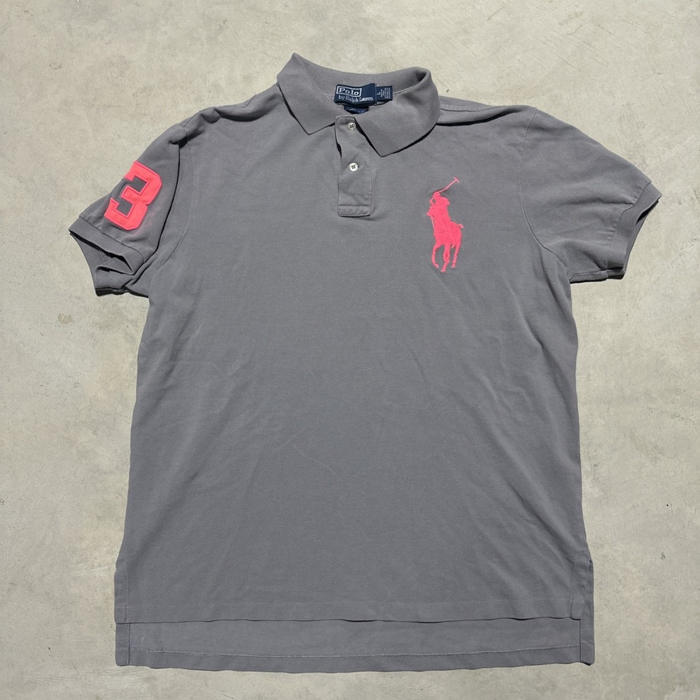 Vintage Big Polo Ralph Lauren Shirt Men's SZ L Pony Logo 3 Short Sleeves Y2K